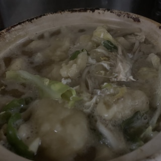 生姜すいとんの舞茸と野菜くずコンソメ卵スープ